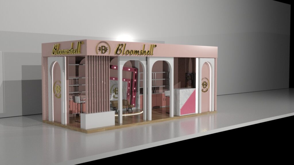 Render, diseño 3d, stand